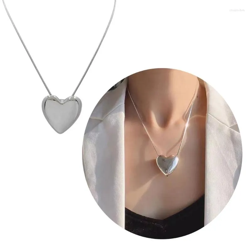 Цепочки, простое ожерелье с подвеской в виде большого сердца для женщин, трендовая эстетичная цепочка на ключицы, воротник из нержавеющей стали, колье, ювелирное изделие, подарок