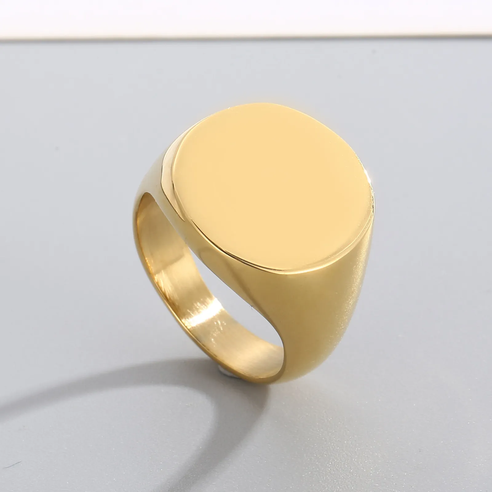 Cool lisse brillant 18mm de large anneaux ronds en acier inoxydable grand anneau pour hommes 6-10 # or argent