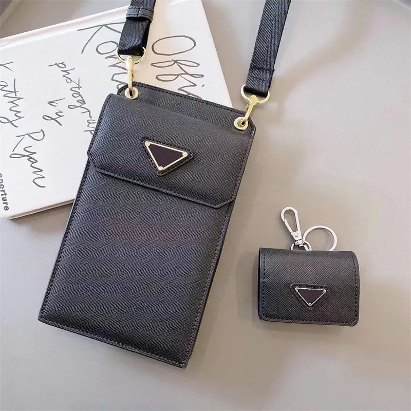 Designer telefonväska med rem och kortplats för alla telefoner lyxiga designers kvinnliga väskor stor kapacitet crossbody väskor triangel mobiltelefonpåse mini plånböcker