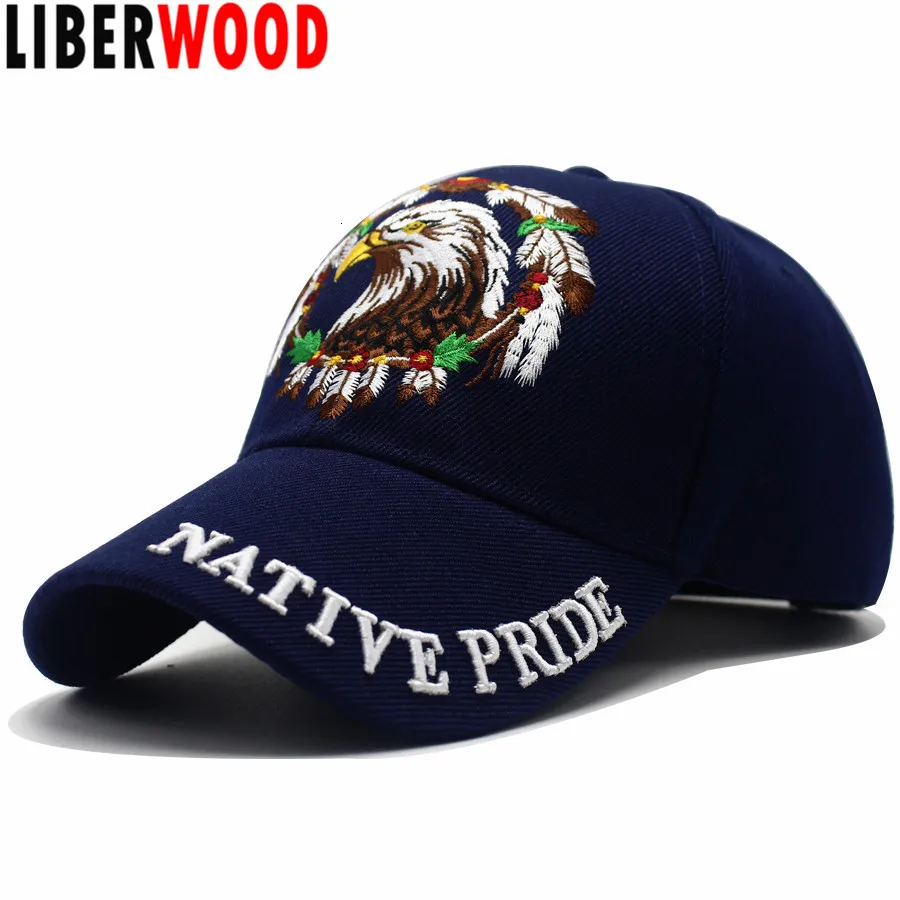 Бейсбольные кепки LIBERWOOD Native Pride Eagle Feather Dream Shadow Вышитая бейсбольная кепка Шляпа тактическая шляпа для мужчин и женщин армейская кепка папа шляпа 230921