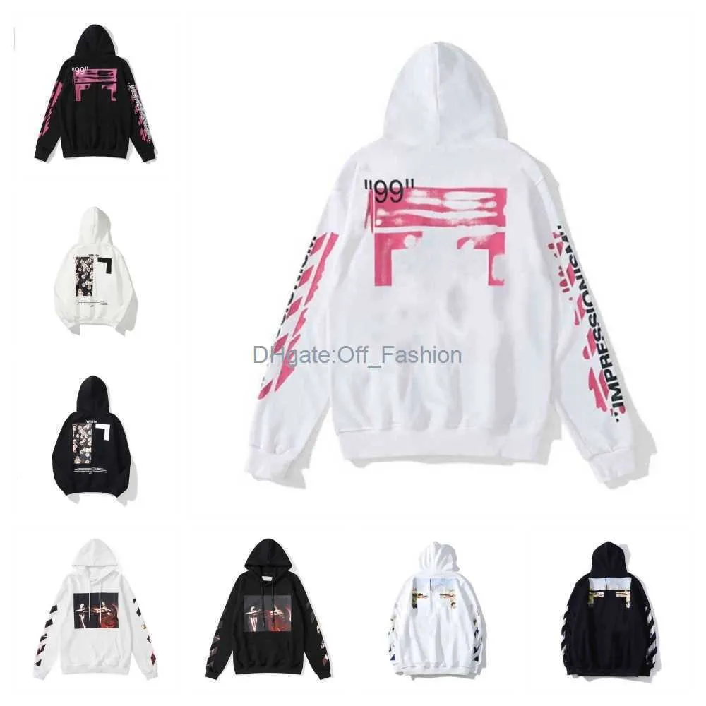 Top Designer Retour Imprimé Sweat à capuche Designers Haute Qualité Vêtements Longs Hommes et Femmes Pull à manches Blanc Noir Couple Offs Pull 1NG3