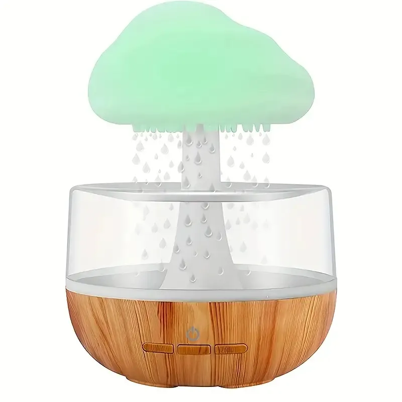 1pc Ontspannend regenwolk-nachtlampje met aromatherapie etherische olie-diffuser en micro-luchtbevochtiger - Perfect voor nachtkastje, bureau en slapen