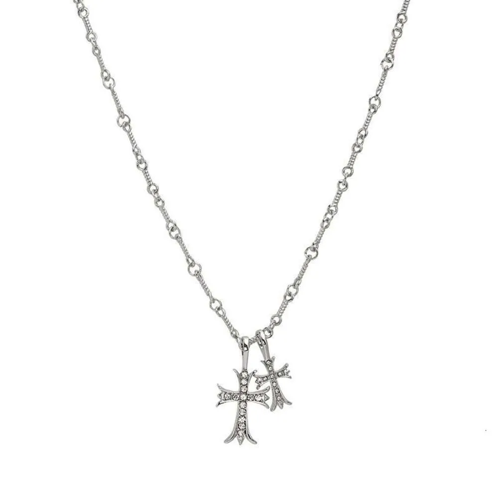 Двойное ожерелье с крестом Chromeeheartts, дизайнерское роскошное модное мужское и женское ожерелье Ins в стиле хип-хоп с бриллиантом, воротник-цепочка