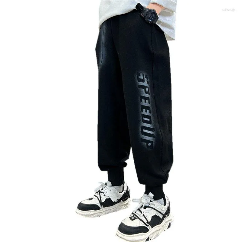 Calças 2023 crianças calças casuais para meninos grandes moda carta algodão sweatpants adolescente escola esporte roupas 5-14years