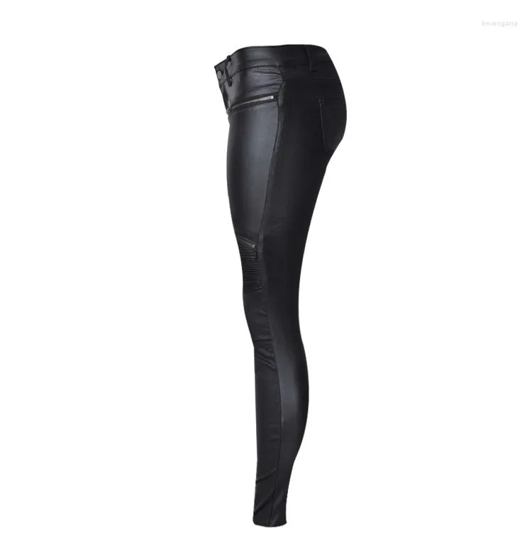 Faux Leather Womens Elastic Zipper PU Petite Faux Leather Trousers Moto  Black Pencil Biker Pants From Berengaria, $20.92