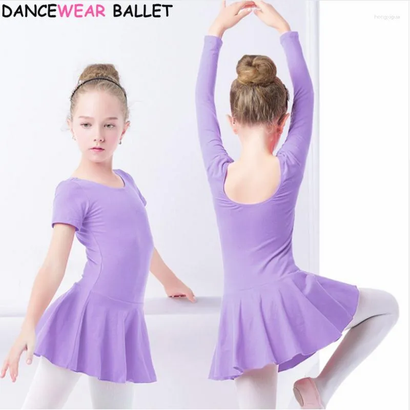 Palco desgaste algodão ballet dança vestido criança meninas criança roupas crianças ginástica collant treinamento dancewear