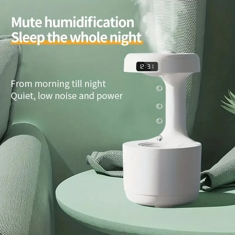 Anti-gravity Humidifier, Water Drop Backflow Air Aromatherapy Machine, LED Display Time, Unique Design, Spray Mist Aroma Essential Oil Diffuser Humidifiers