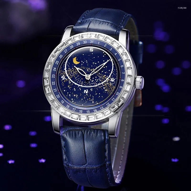 ساعة معصم فريدة من نوعها سماوات سماوات النجوم للرجال الماس الماس الفاخرة الماس ، واردة Wristwatch