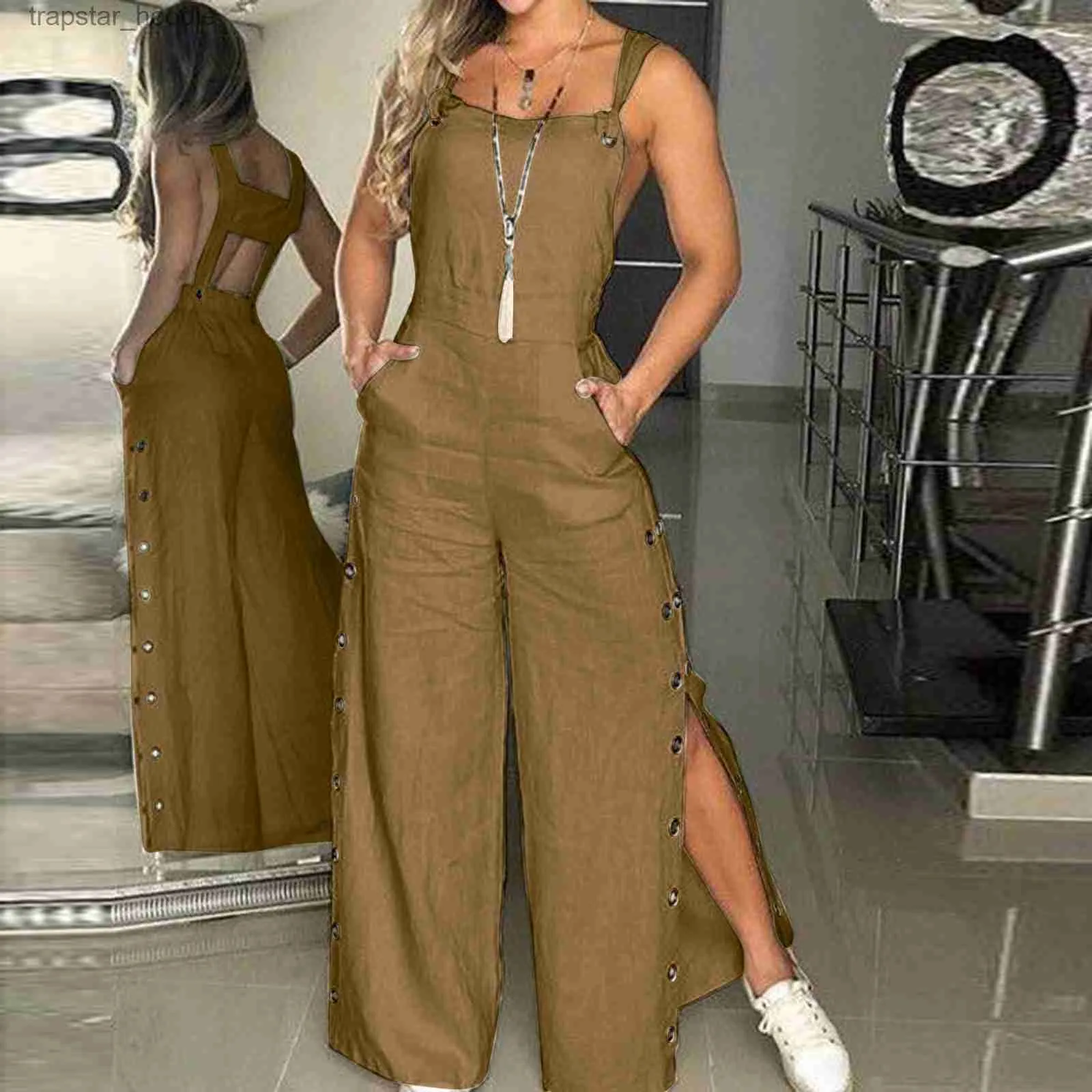 Amazon.com: Summer Loose Solid Color Women Jumpsuits Sleeveless O Neck  Cotton Linen Jumpsuits : Clothing, Shoes & Jewelry