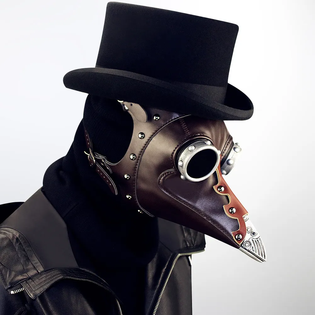 ملحقات الأزياء Steam Punk Plague Doctor Mask Headgear with Bird منقار ل COSPLAY HALOWEEN COSPLAY