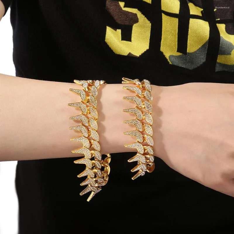 Link Bracelets Creativity Exaggerate Style Personality Bracelet Spikes Modeling Zircon Inlaid Chain Hip Hop Rock Jewelry