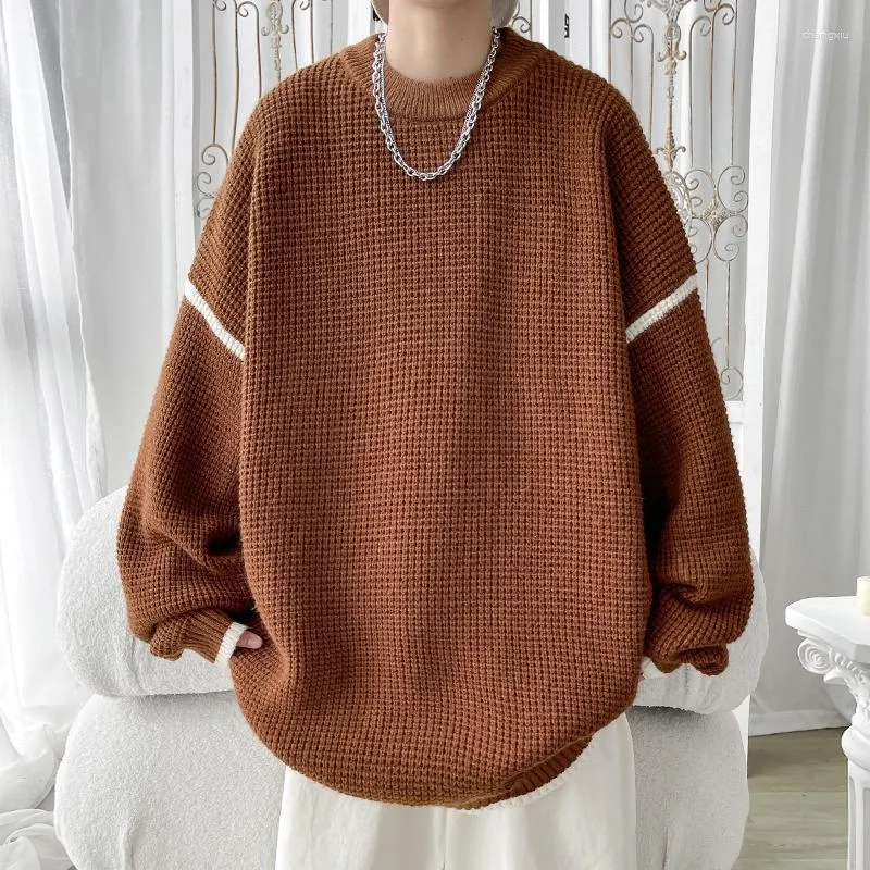 Мужские свитера, вязаный свитер, модный оверсайз, осенне-зимний винтажный полосатый пуловер, вязаный мужской джемпер с круглым вырезом 5xl