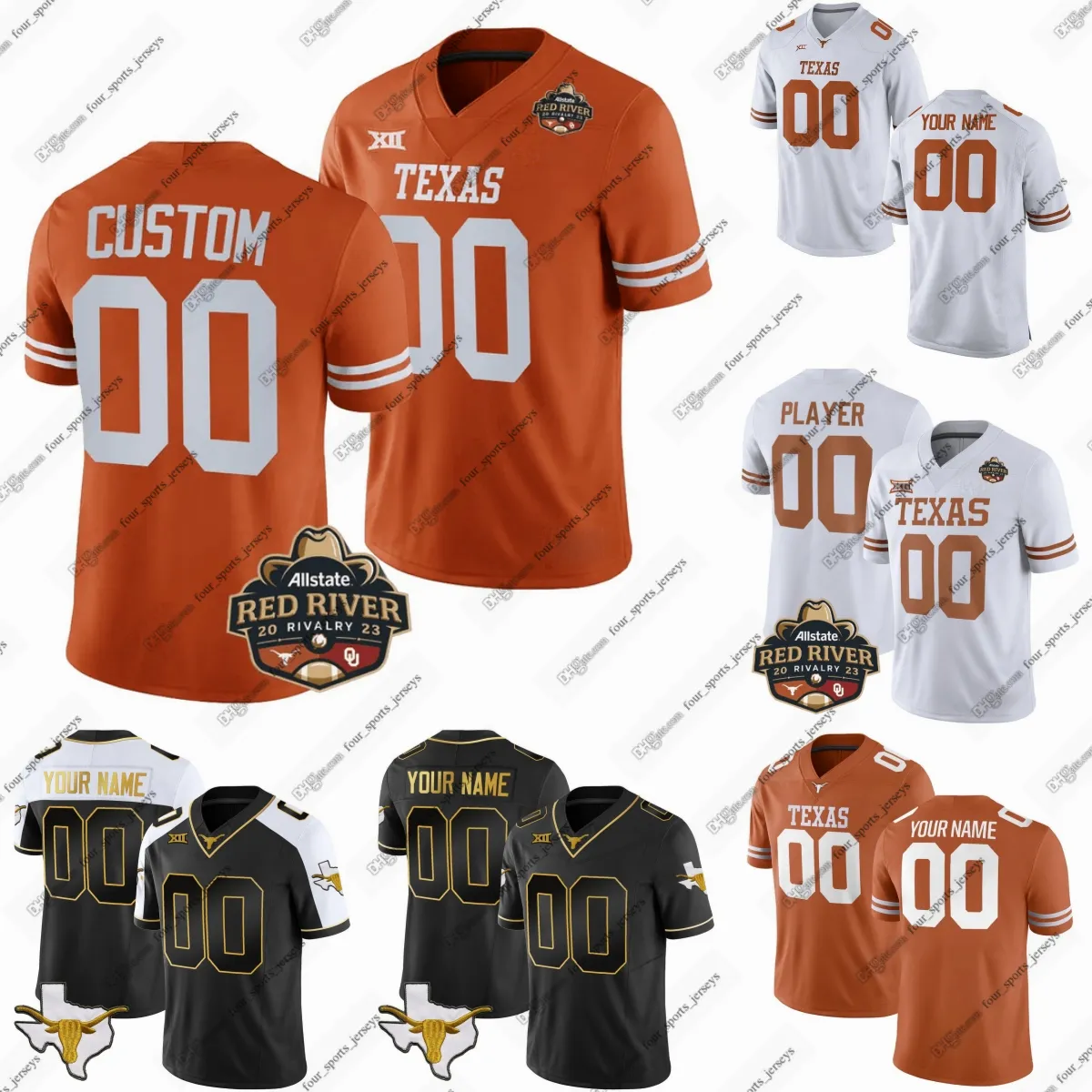 맞춤 NCAA College Texas Longhorns 축구 유니폼 샌더스 Shannon Banks Jr. Campbell Chatman Cojoe Conner Goosby Goram-Welch Hutson Four Sports Jerseys Jones