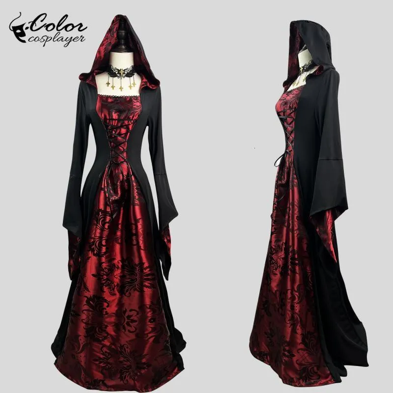 Theme Costume Color Cosplayer Halloween Women Dress Vintage Medieval Cosplay Costume Red Ghost Bride Dress Female Gothic Scary Clothes 230920