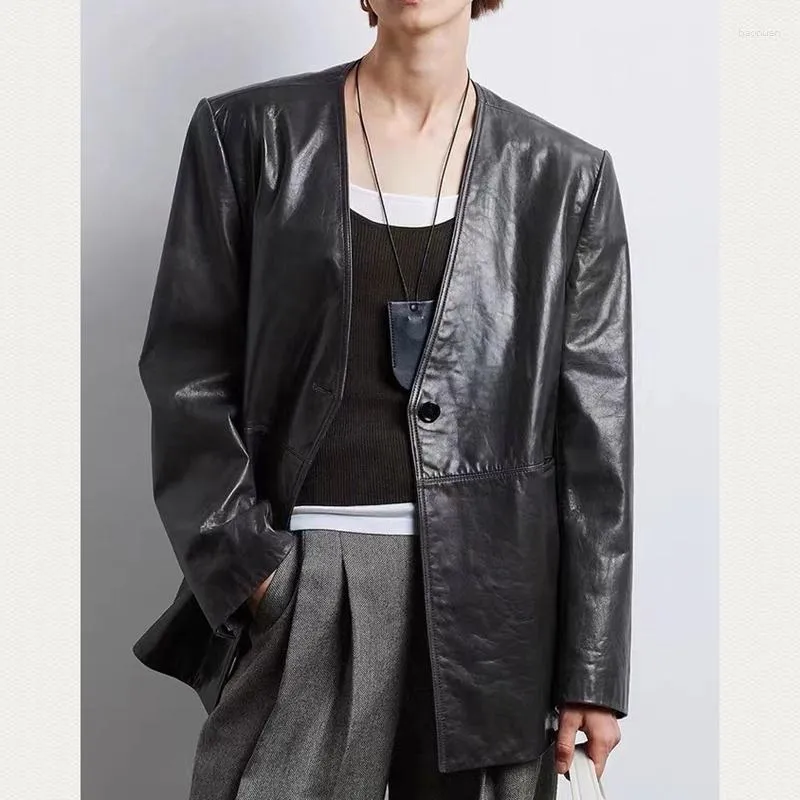 Women's Leather 2023 Women Coat Natural Sheepskin Winter Fashion Genuine Windcoat Female Outwear H901