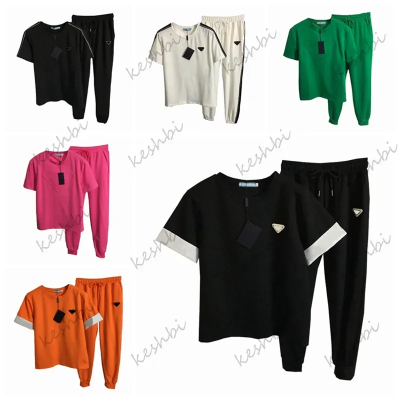 Sportswear Damen-Lässiges Kurzarm-Sporthosen-Set Designer-Mode-Jogging-Set 2-teilige Sportbekleidungshose für Sport/Übung