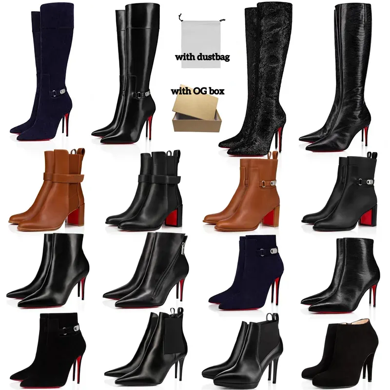 Top Designer Bottes Red Bottoms Chaussures populaires Femmes à la mode sur le genou Bottines courtes Robe Cheville Hiver Boot Talons Luxe Reds Semelles Talon Femmes Pompes Turela