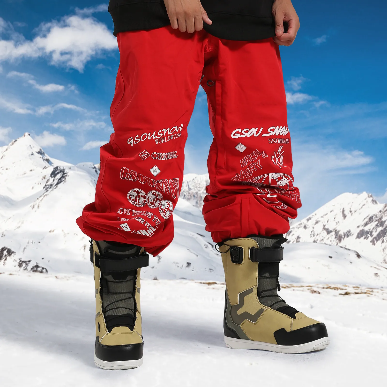 Calças de esqui masculinas inverno oversize quente à prova de vento à prova dwindproof água macacão de neve respirável solto snowboard calças 230920
