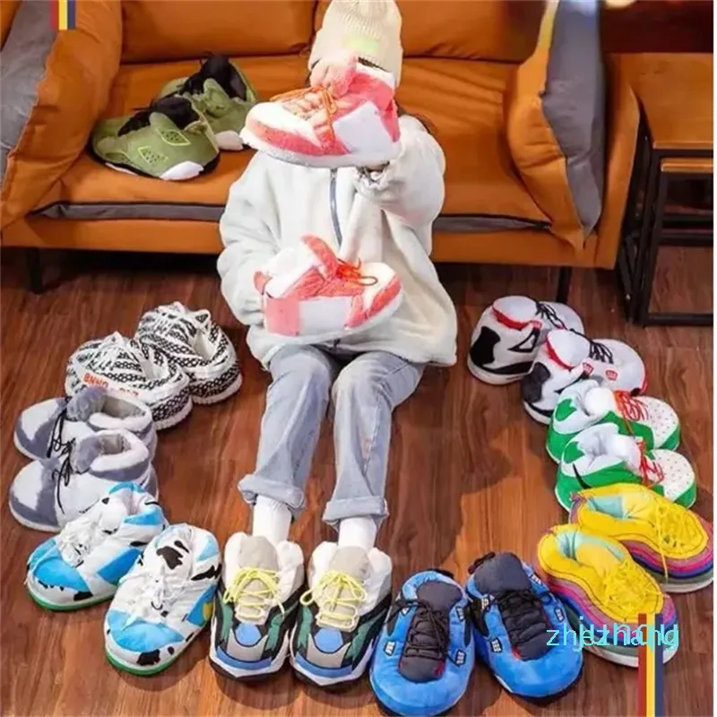 2023 Slippers Sneakers Men House Floor Cotton Shoes Woman Winter