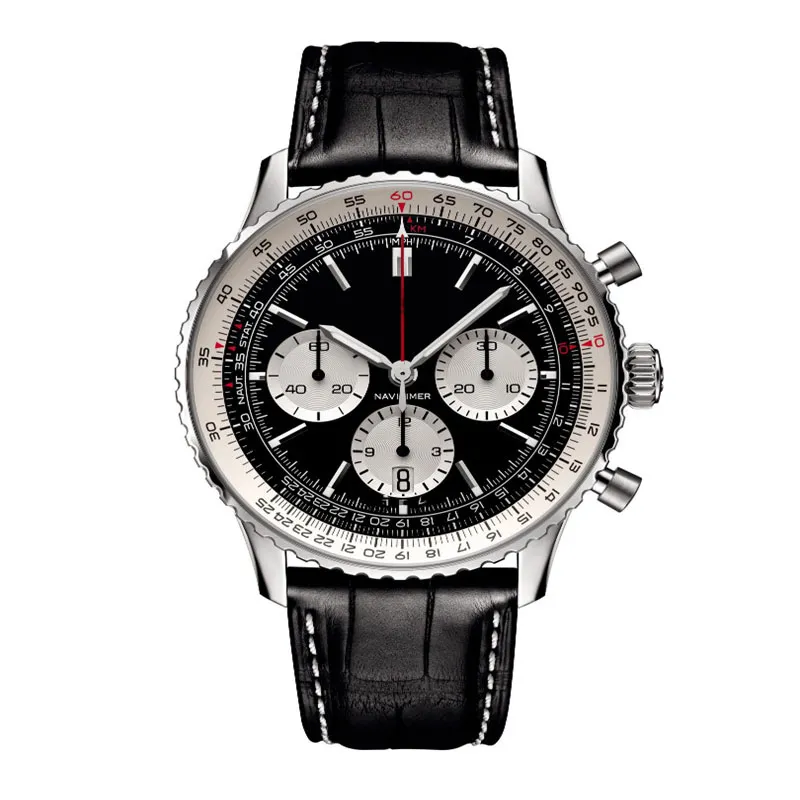 Zegarki designerskie męskie zegarek Vintage 46 mm Watches Wysokiej jakości liczba ramka wielokrotna wybieranie reloJ Navitimer Designer zegarek skórzany pasek xb10 Montre Orologio