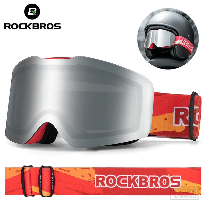 Occhiali da sci ROCKBROS Antivento UV400 Occhiali antiappannamento Doppi strati Sci Snowboard Maschera Moto Occhiali da sole da ciclismo 230920