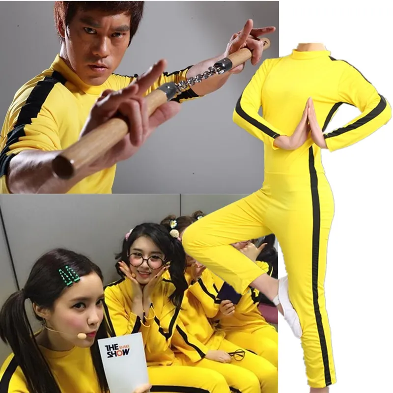 أزياء Catsuit للجنسين البالغين الأطفال Bruce Lee Jeet kune do الصينية Kung Fu Phemsuit CoSplay Costume Suit Zentai