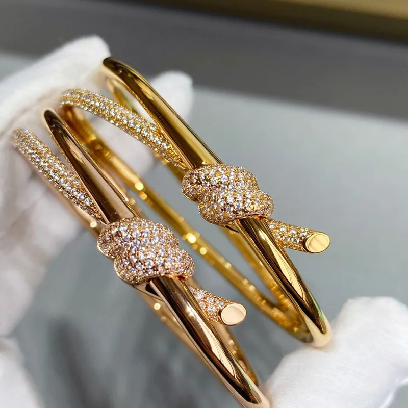 Bangle European rose gold rope knot bracelet women's high-end fashion luxury brand high-quality jewelry party gift 230921