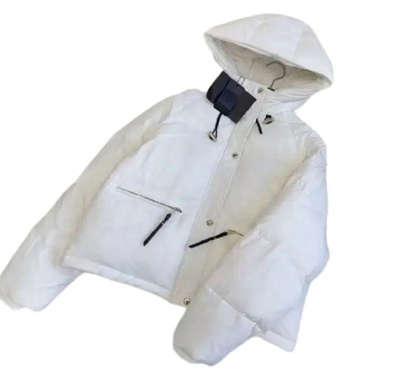 Aşağı Ceket Puffer Ceket Kadın Püskürtme Yelek Kadın Puf Puf Hooded Tasarımcı Parka Kadın Fermuar Kat Kış Sıcak Outwear Markalar Moda Kısa Kat Üstleri Beyaz
