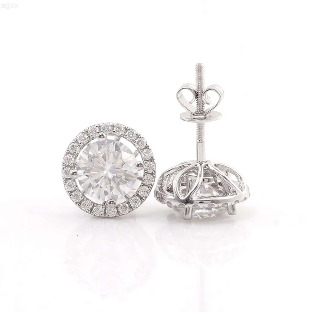 Boucles d'oreilles en Moissanite pour femmes, Design minimaliste, pleine lune, dos à vis, hypoallergénique, diamant Moissanite 6.5mm, 925