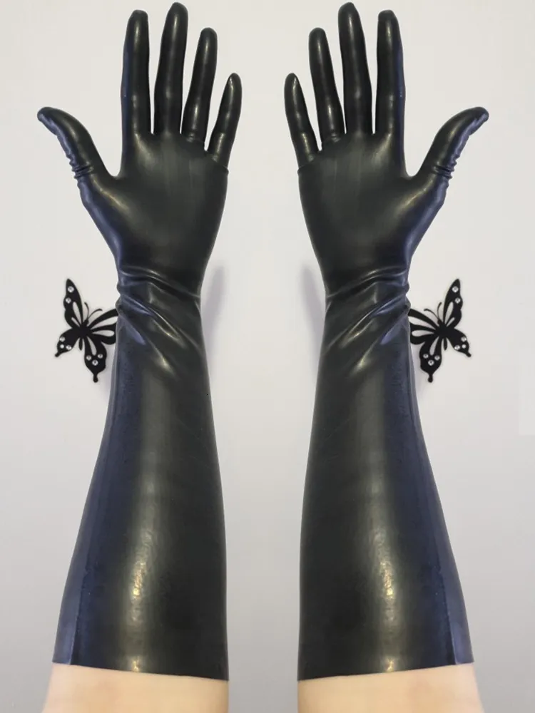 Vijf vingers handschoenen slank 2D lange vinger latex korte wanten naadloze vijf vingers fetish chlorering 3D-versie 230921