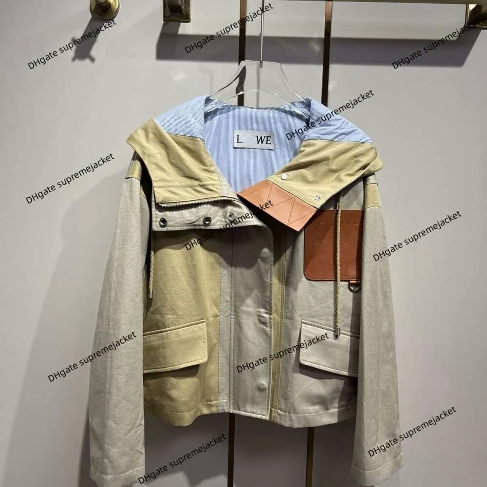 春と秋のデザイナージャケットロウの新しいアウターウェアファッションヴィンテージコレクションコントラストフード付きジャケットショートコート
