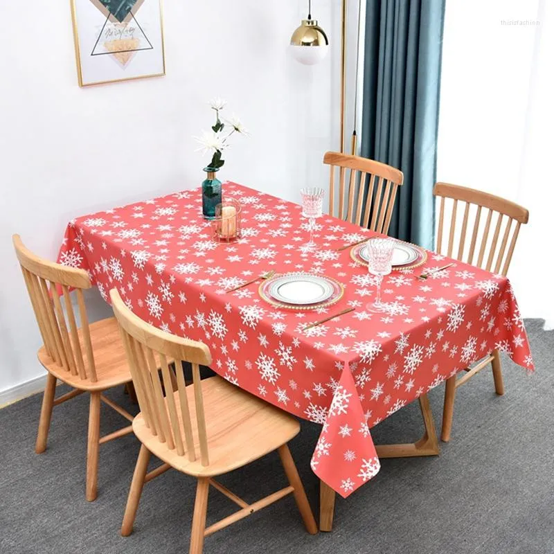Masa bezi Noel silinebilir kırmızı PVC masa örtüsü su geçirmez dikdörtgen kapak mutfak dekorasyonları için koruma