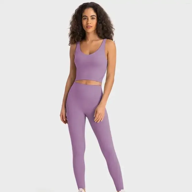 Plus Size Seamless Crop Sports Bra And Leggings Set Back For Women
