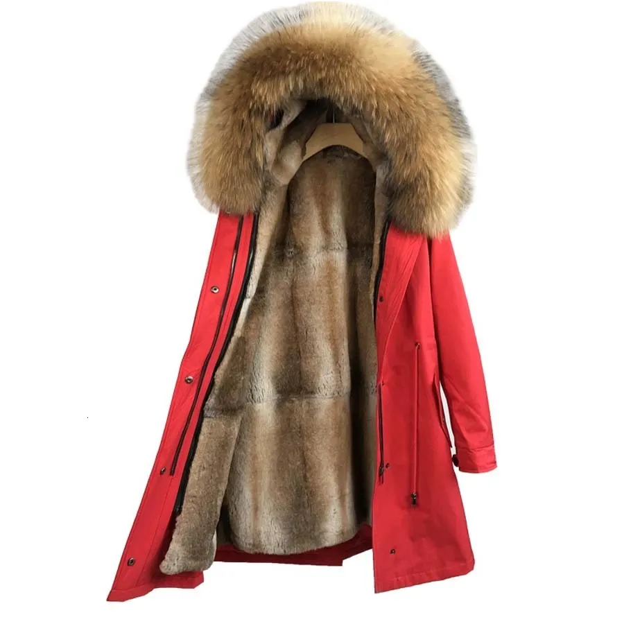 Womens Fur Faux Fur winter jacket women outwear Streetwear Natural fur lining parka Natural Fur raccoon fur Collar Hood Rabbit Fur Liner 230920