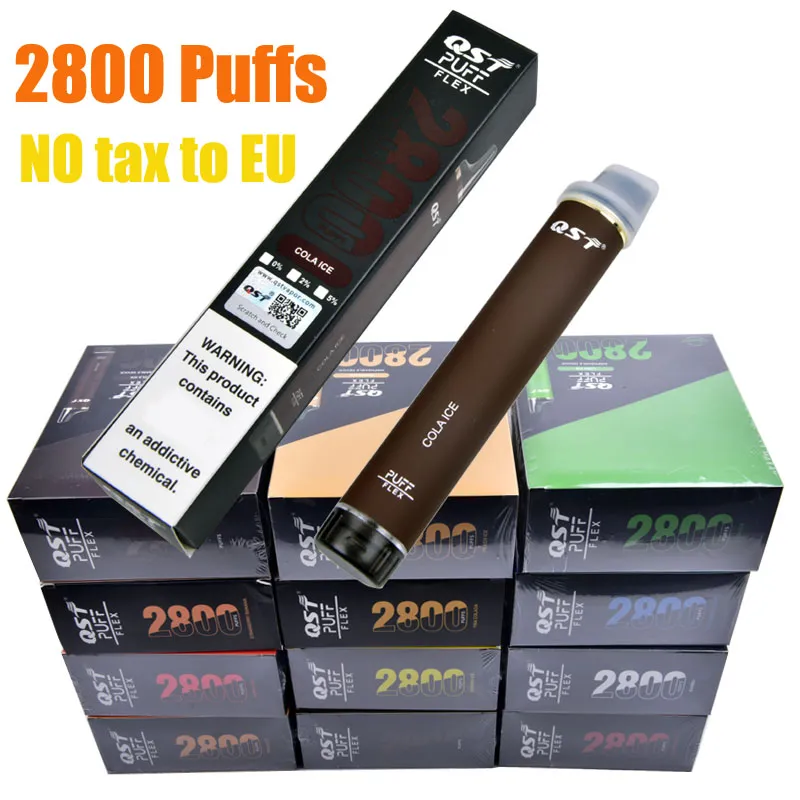 QST Puff 2800 0% 0% 2 Orijinal 2800 Puflar Tek Kullanımlık Vape Elektronik Sigara Vape Kalemi 8ml 30 Flaovrs Cihaz