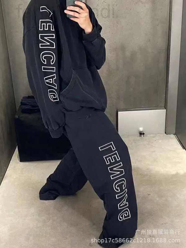 Erkek Hoodies Sweatshirts Designer High Edition 23 Sonbahar/Kış Yeni Büyük Anahat Mektup Nakış B Aile Çift Kazak Seti Pantolon ve WJKI