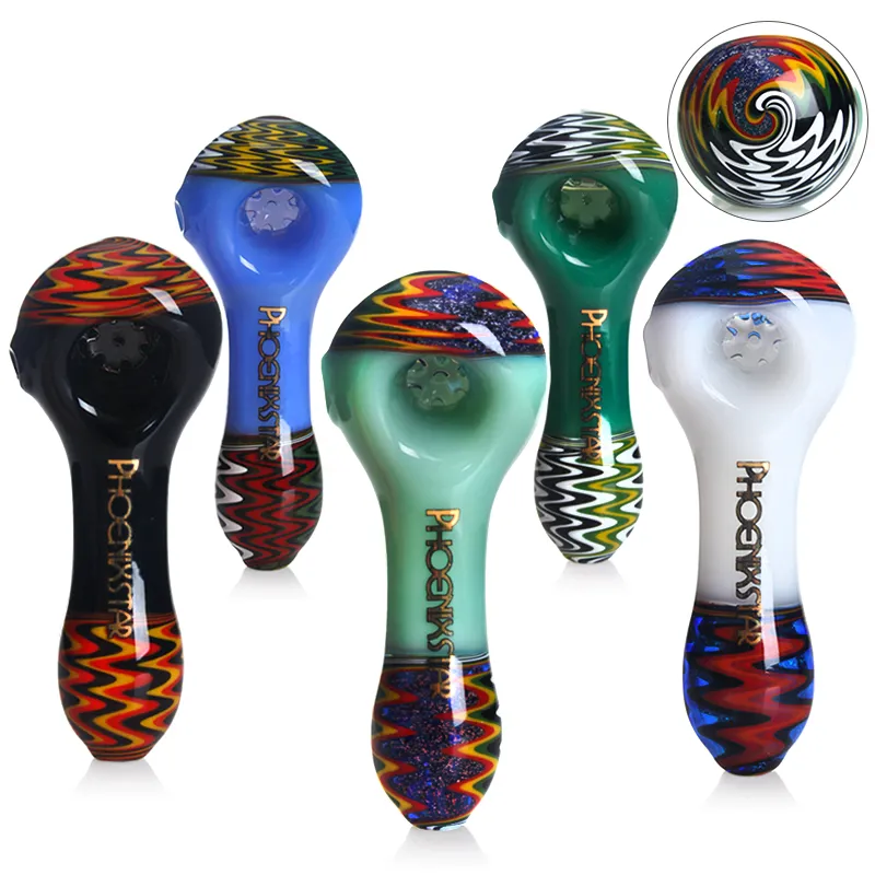 Pipes à main en verre haut de gamme Brûleur de tabac en verre borosilicate durable Pipe à fumer facile à nettoyer pour les amateurs de tabac Collectionneurs avec un écran filtrant en verre à 5 trous