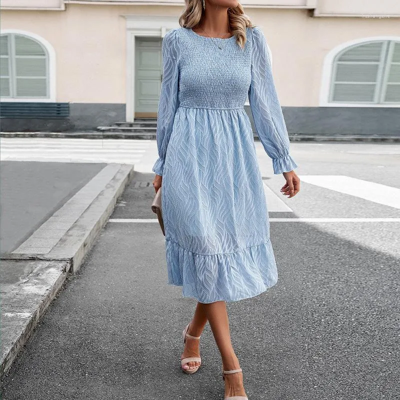 casual dresses 2023 Summer Dresses For Women 2023 Casual Flutter Short Sleeve Crew Neck Smocked  Elastic Waist Tiered Midi Dress