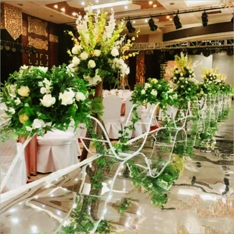 Upscale Wedding Decorations Props White Gold color S-shaped Big Wave Path Road Lead Party Stage Aisle Runner Cited Flower Shelf Supplies