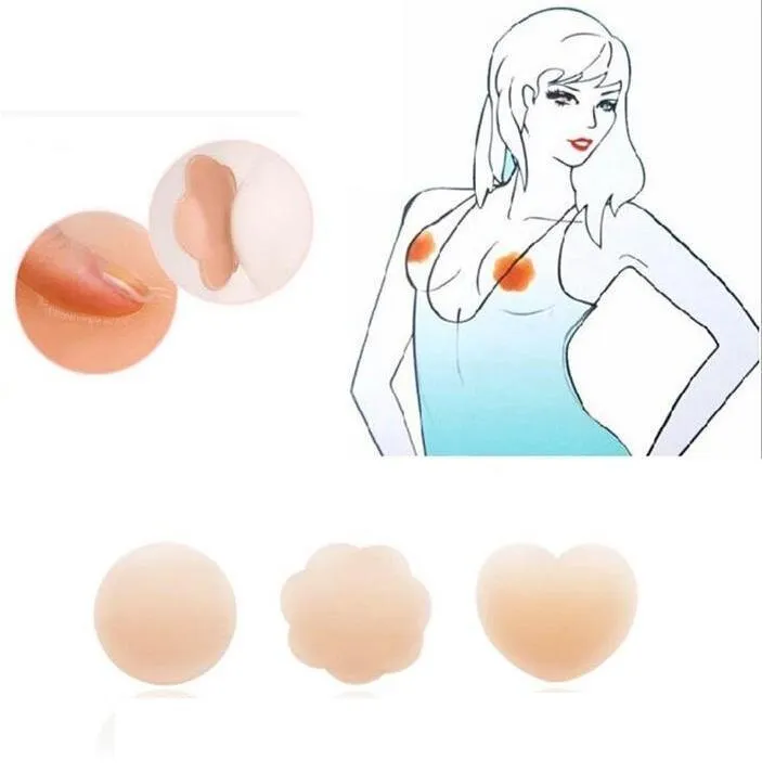 New Update Women Silicon pads Flower Round Heart Invisible Nipple Cover Breast Petals Pad Silicon bra ZZ