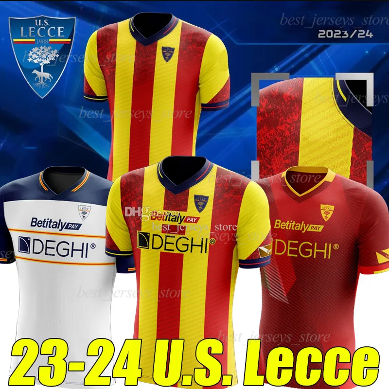 23/24 U.S. Lecce Soccer Jerseys 2023 2024 Dorgu Almqvist Krstovic Staefzza Rafia Home Yellow Away Green Football Shirt