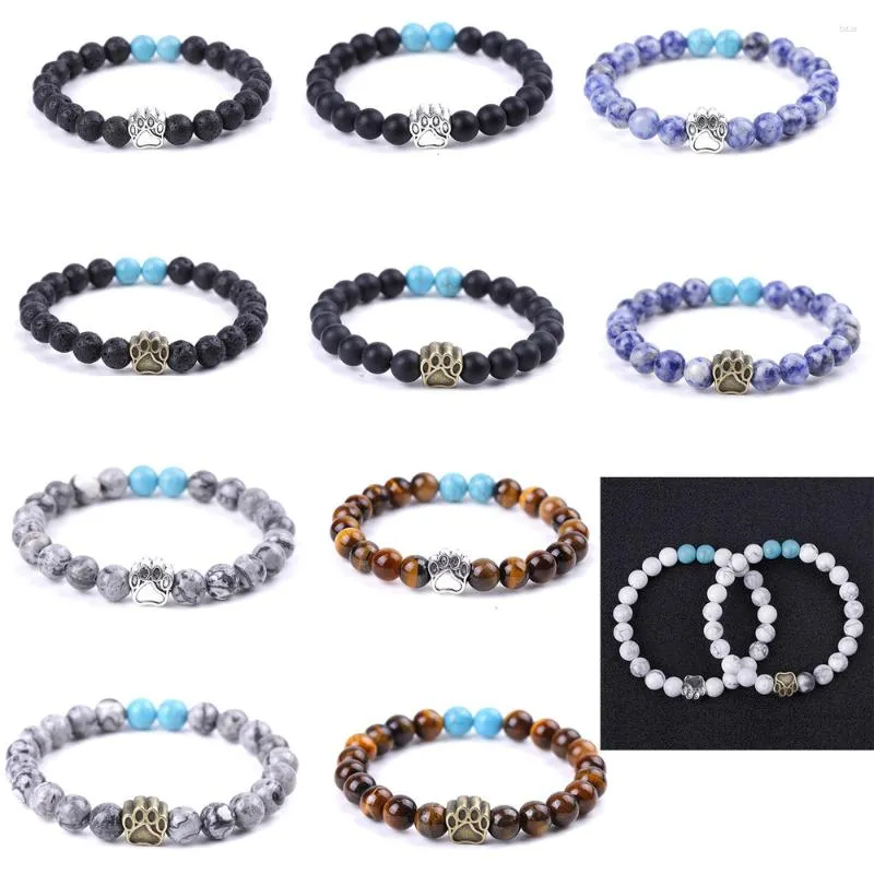 Strand 10 pièces chien de compagnie 8mm pierre noire mate oeil de tigre Chakras perles Bracelet pour femmes hommes énergie bouddha étirer bijoux