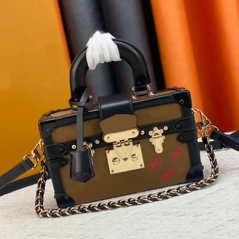 DHgate.com:Square Box Tote Bag - Stylish Woven Chain
