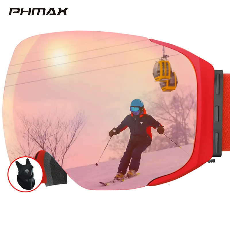 Lunettes de ski PHMAX magnétique UV400 Protection Snowboard lunettes hommes hiver Double couches patinage Ski neige 230920