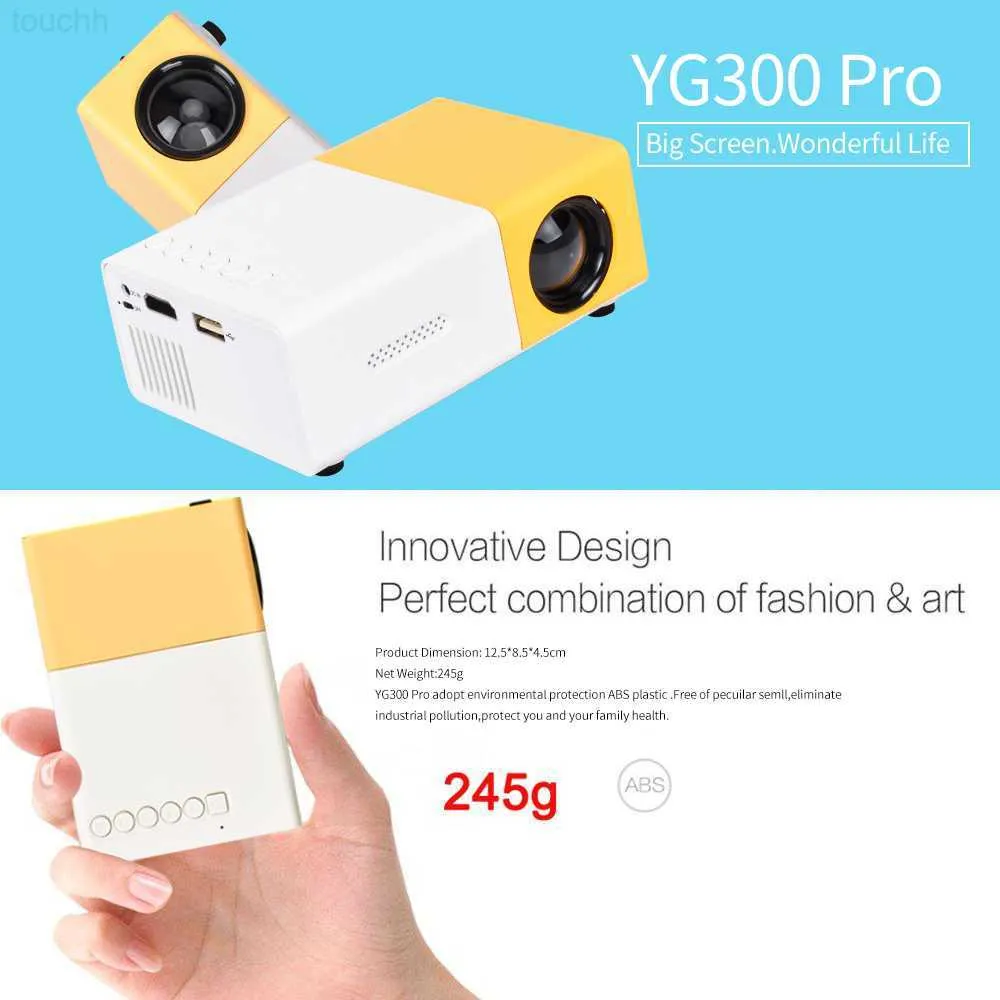 Projektörler YG300 Pro Mini Projektör LED'i Desteklenen 1080p Full HD Taşınabilir Senkronize Telefon 4K Video Beamer HDMI USB Video Taşınabilir Projetor L230923