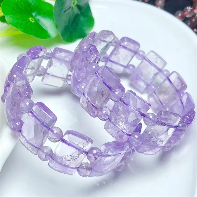 Strand Naturel Lavande Améthyste Bracelet Bracelet Guérison Mode Reiki Cristal Homme Femme Fengshui Bijoux Cadeau D'anniversaire 1 pcs 12x22mm