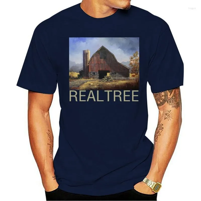 Camisetas masculinas REALTREE Mens T-shirt - Farm Shed Barn EUA Bandeira Americana Caça