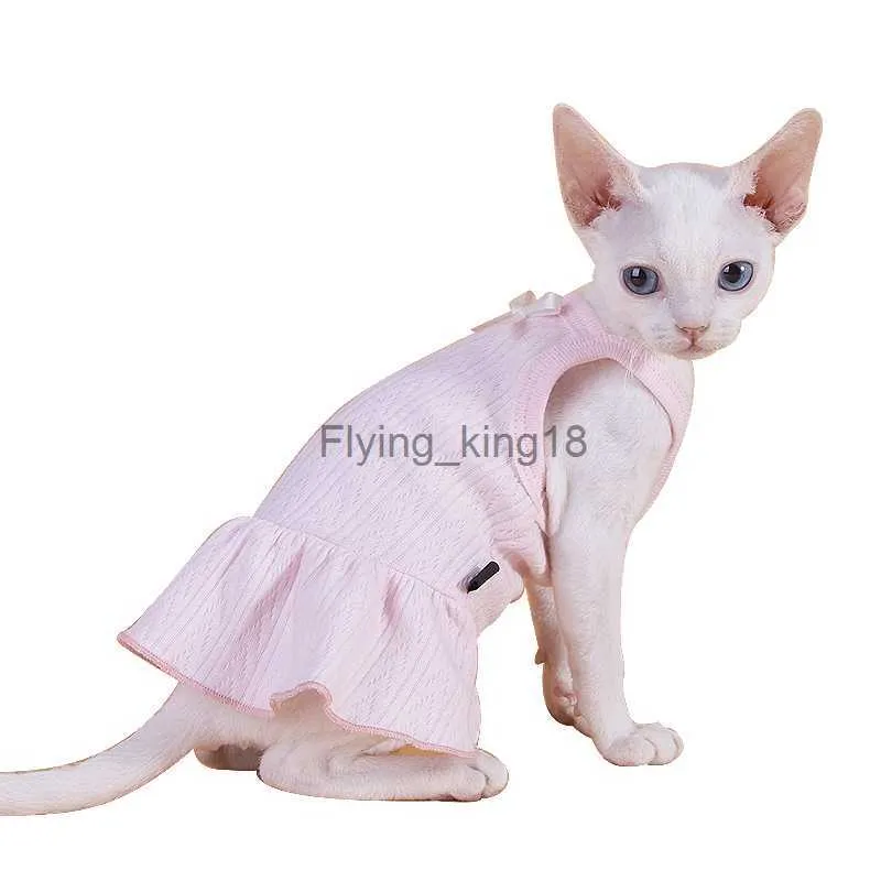 Costumi per gatti Sfinge vestiti per gatti senza peli Tedesco fionda rosa in cotone sottile Kitten Abiti gilet primavera estate abiti per gatti per vestiti per gatti Sphynx HKD230921