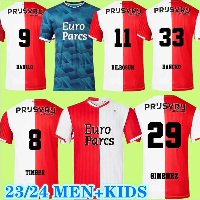 2023 2024 Feyenoords KOKCU Gimenez Danilo maglie da calcio casa lontano Terzo TRAUNER HARTMAN PAIXAO GIMENEZ PAIXAO TAABOUNI uomini bambini magliette da calcio uniformi