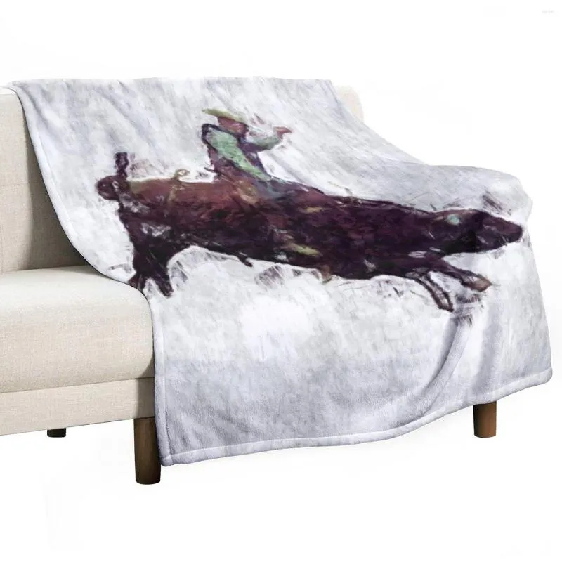 Coperte Coperta da tiro da cowboy da rodeo in stile occidentale Bull Rider per divano decorativo